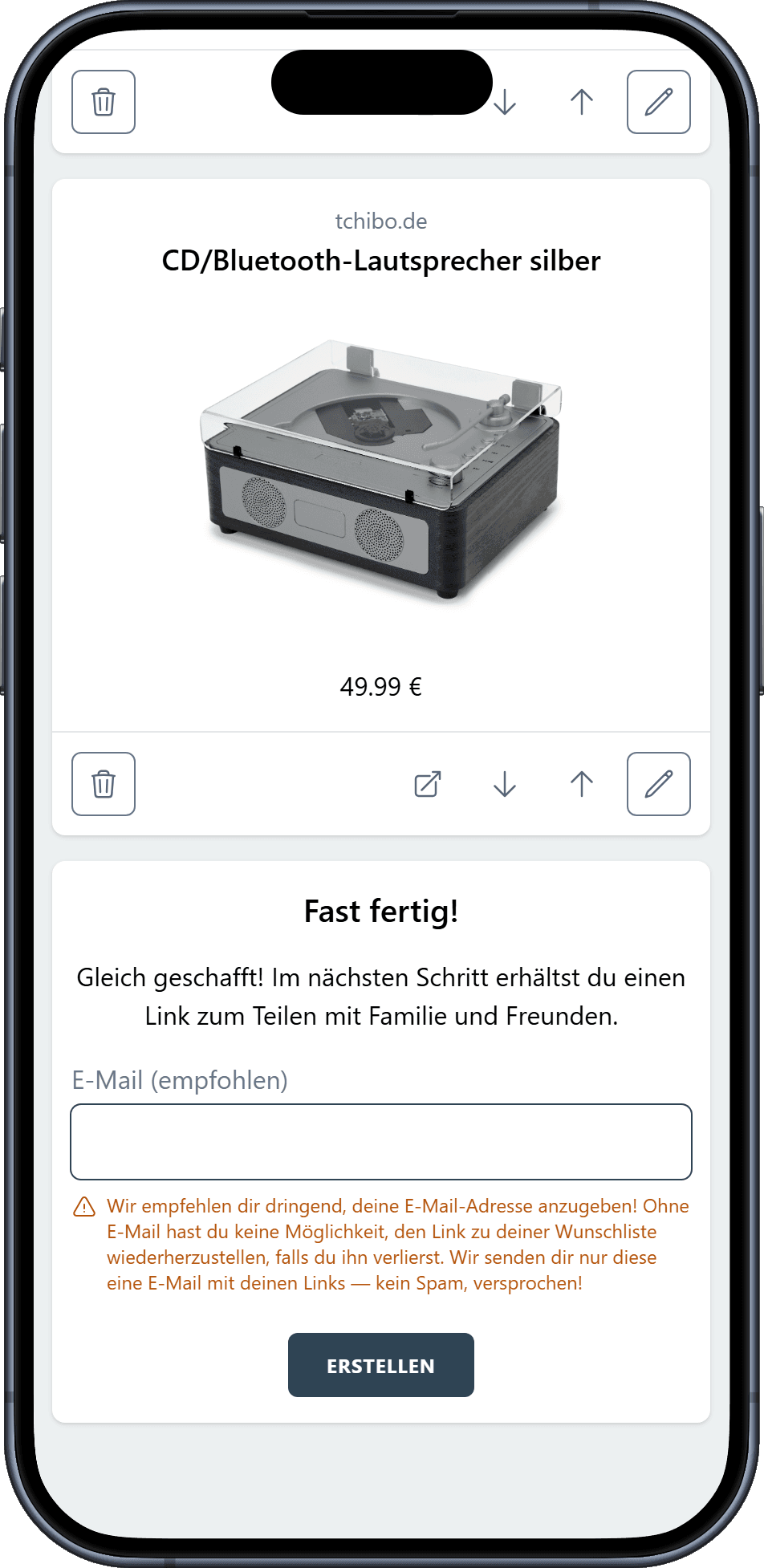 So erstellst du deine Wunschliste