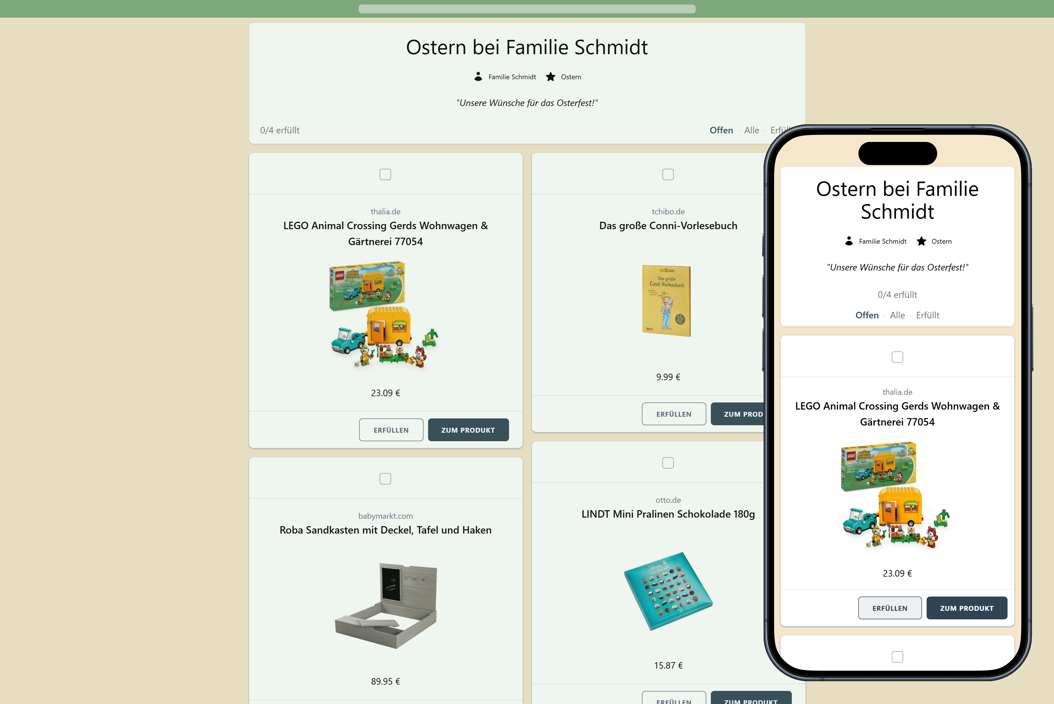 So sieht deine fertige Oster-Wunschliste aus