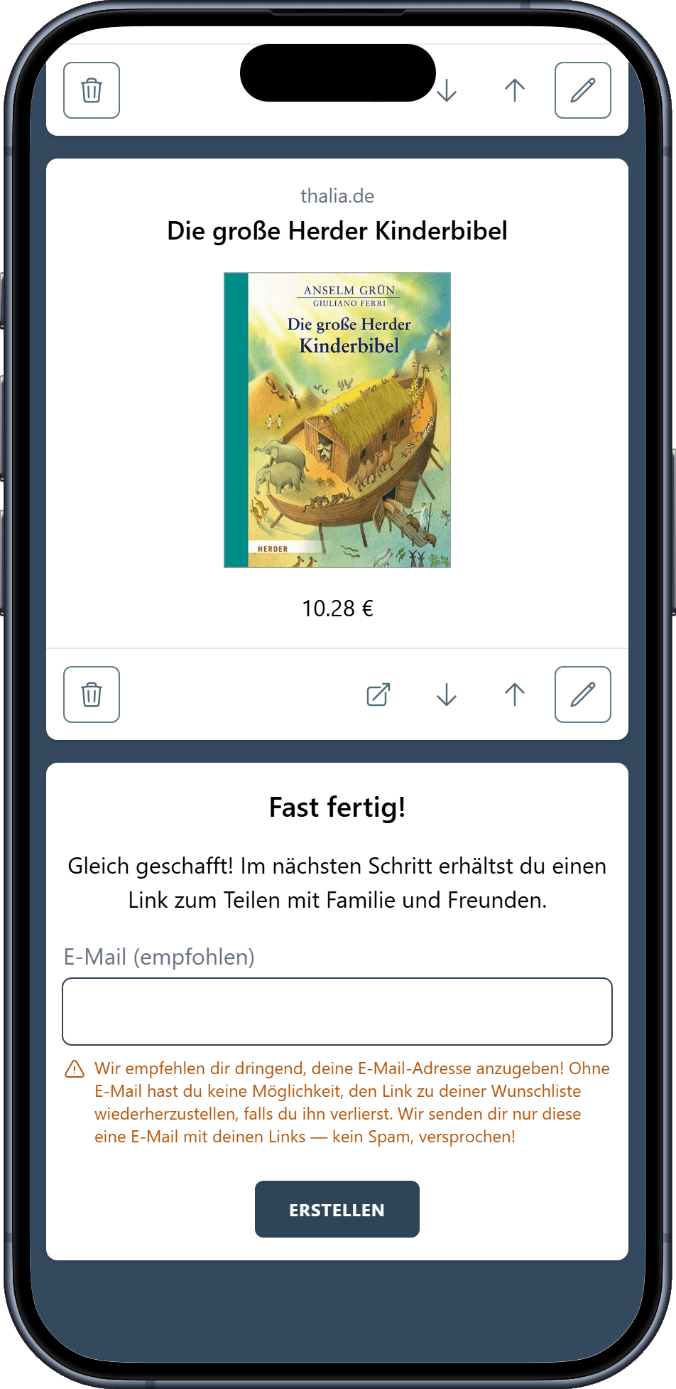 So erstellst du deine Tauf-Wunschliste