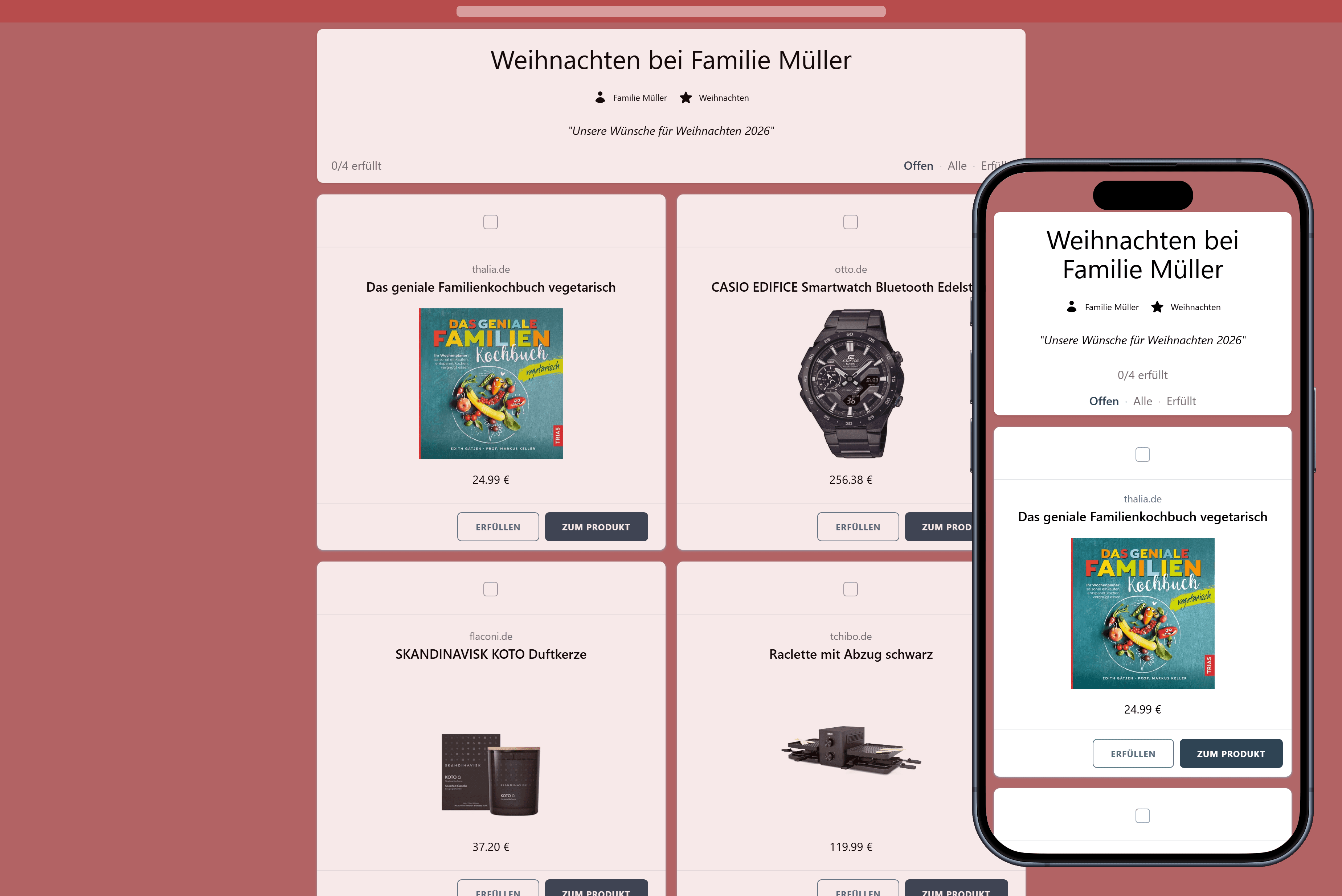 So sieht deine fertige Wunschliste aus