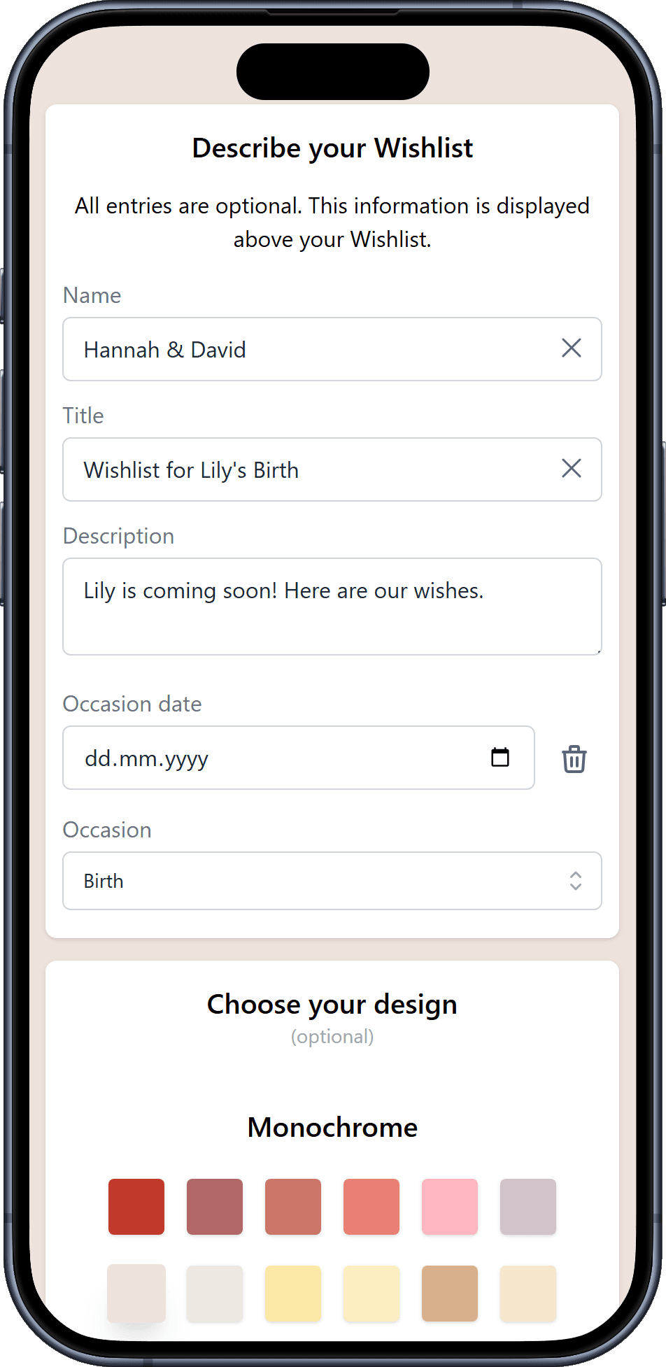 How to add details to your Wishlist