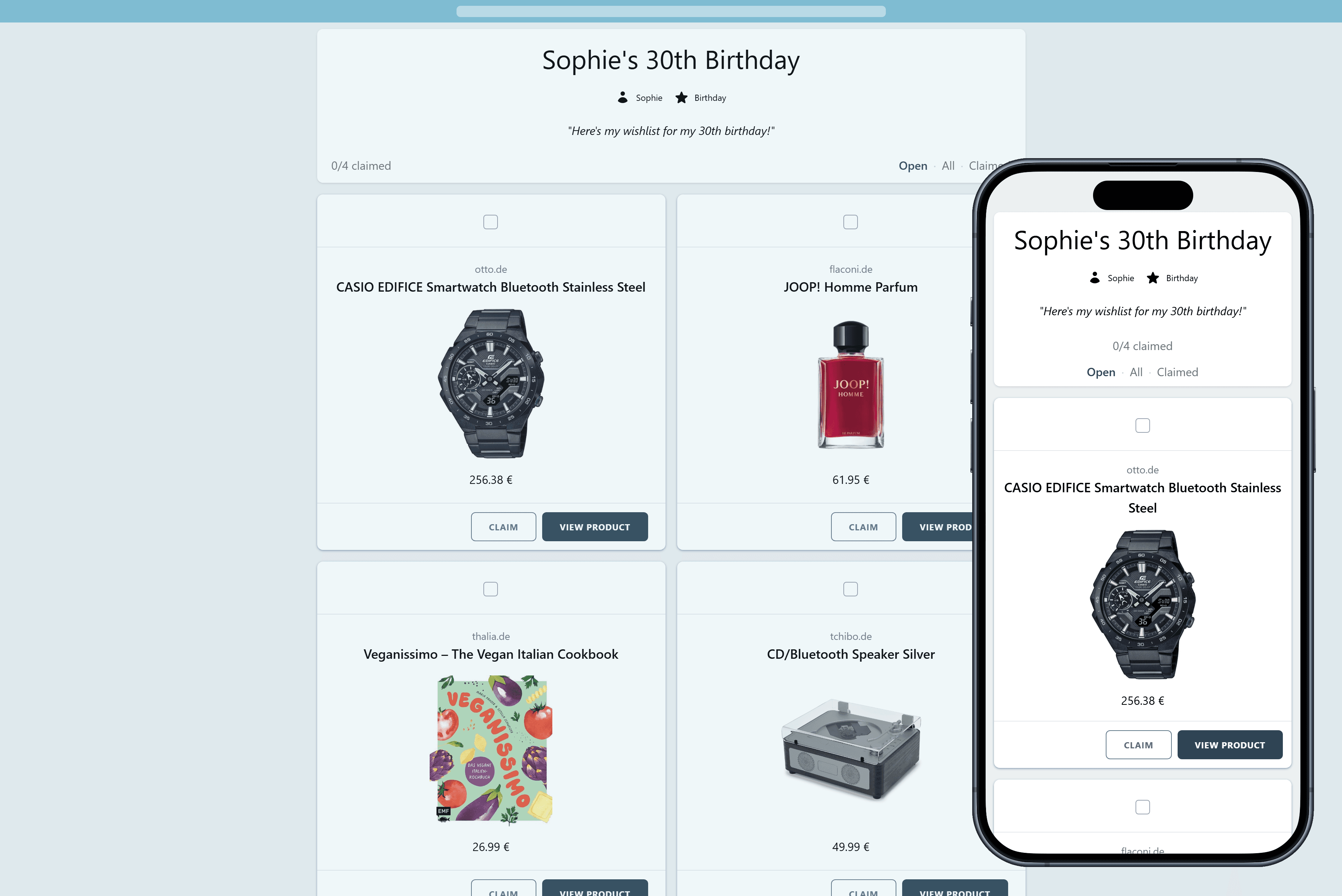 This is what the finished wishlist for your birthday looks like