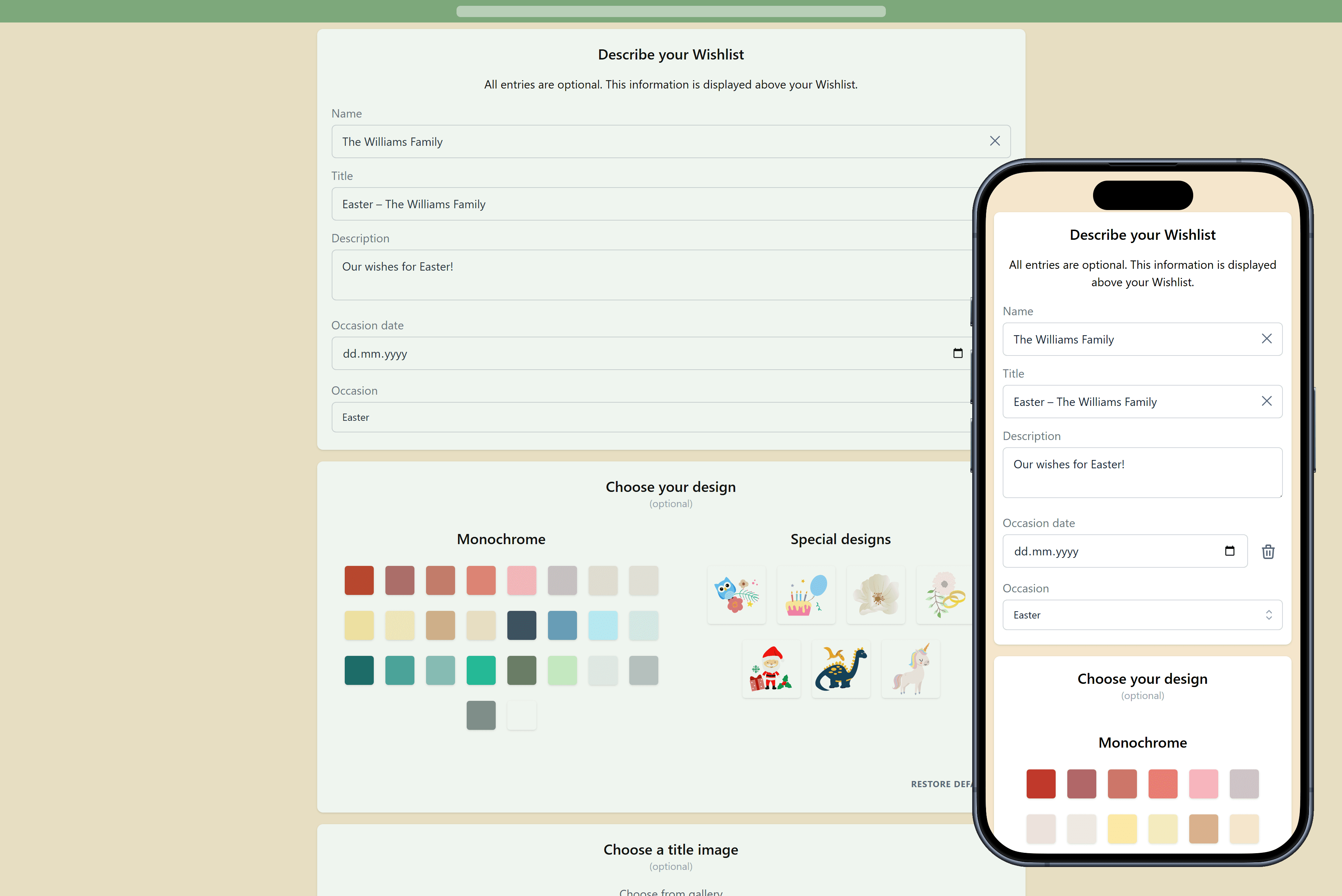 How to add details to your wishlist