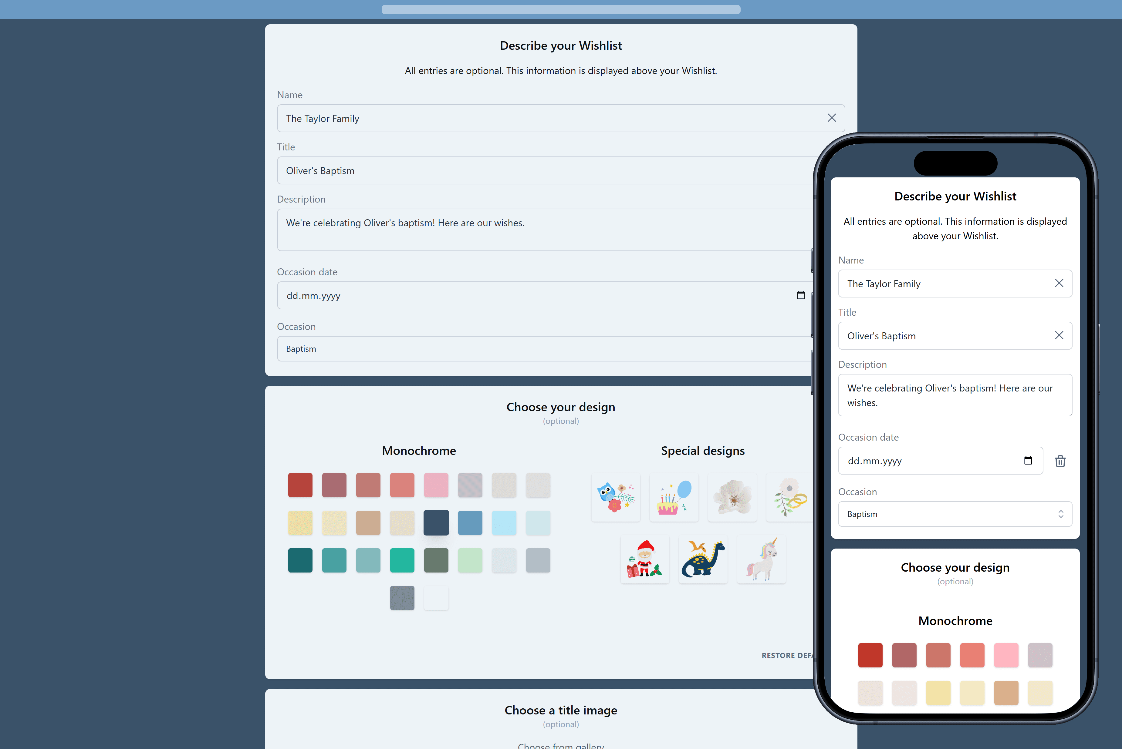 How to add details to your wishlist