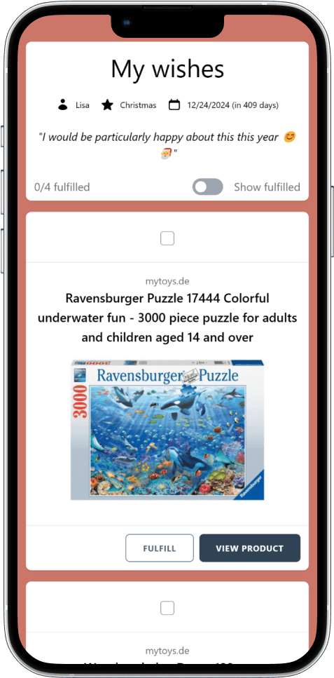 This is what your finished Wishlist looks like