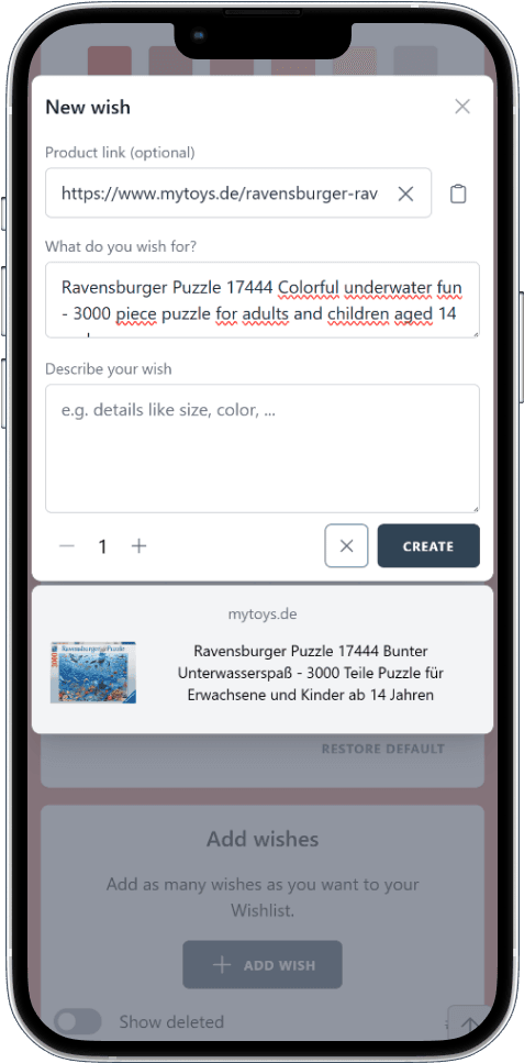How to add wishes to your Wishlist