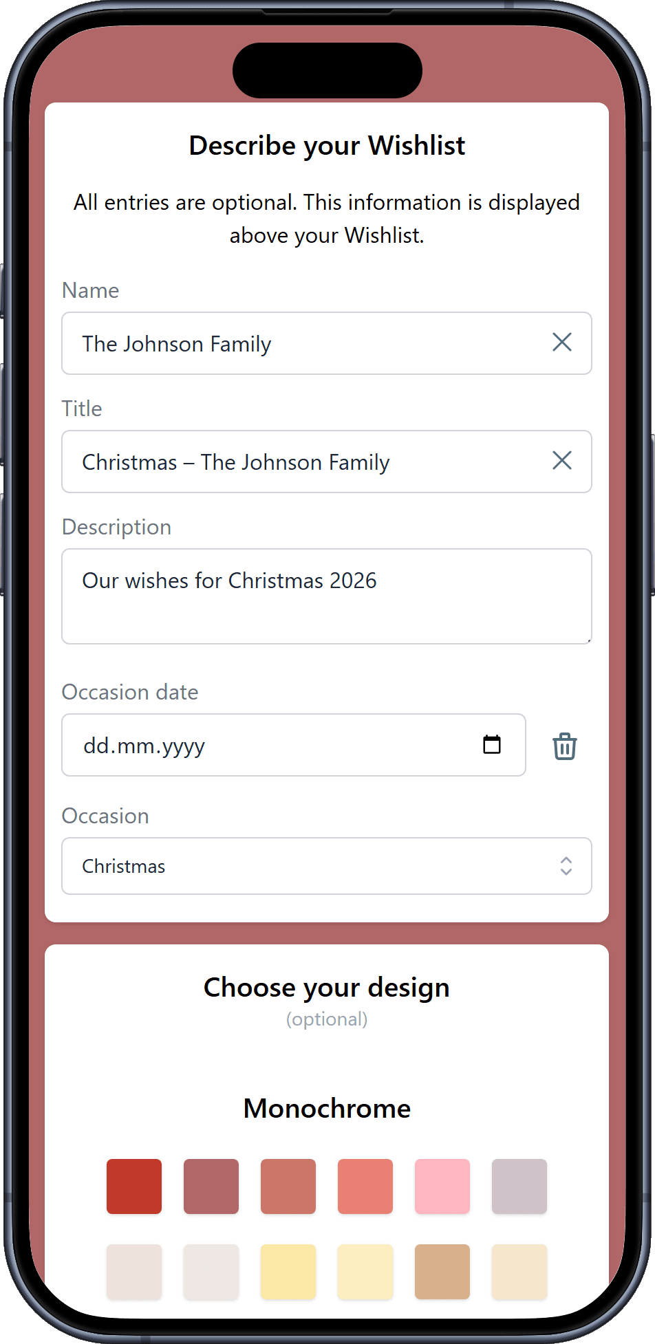 How to add details to your Wishlist