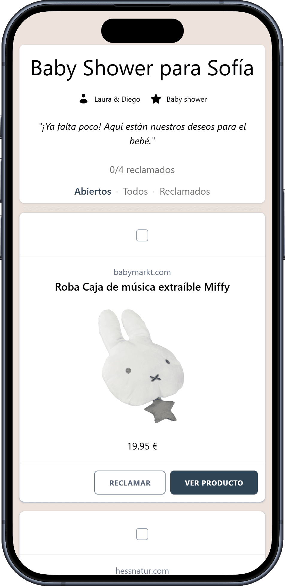 Así se ve tu lista de baby shower terminada