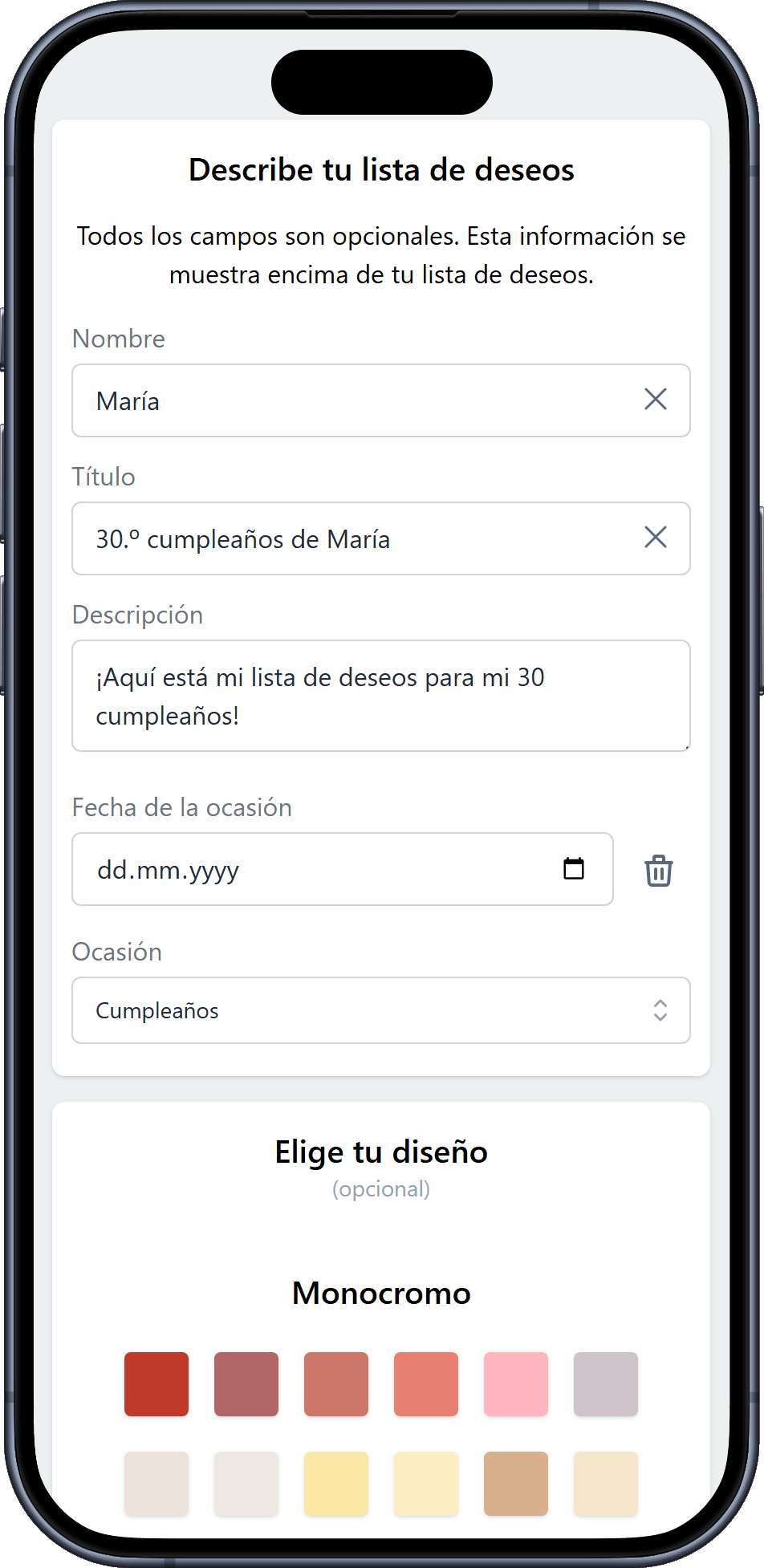 Cómo añadir detalles a tu lista de deseos