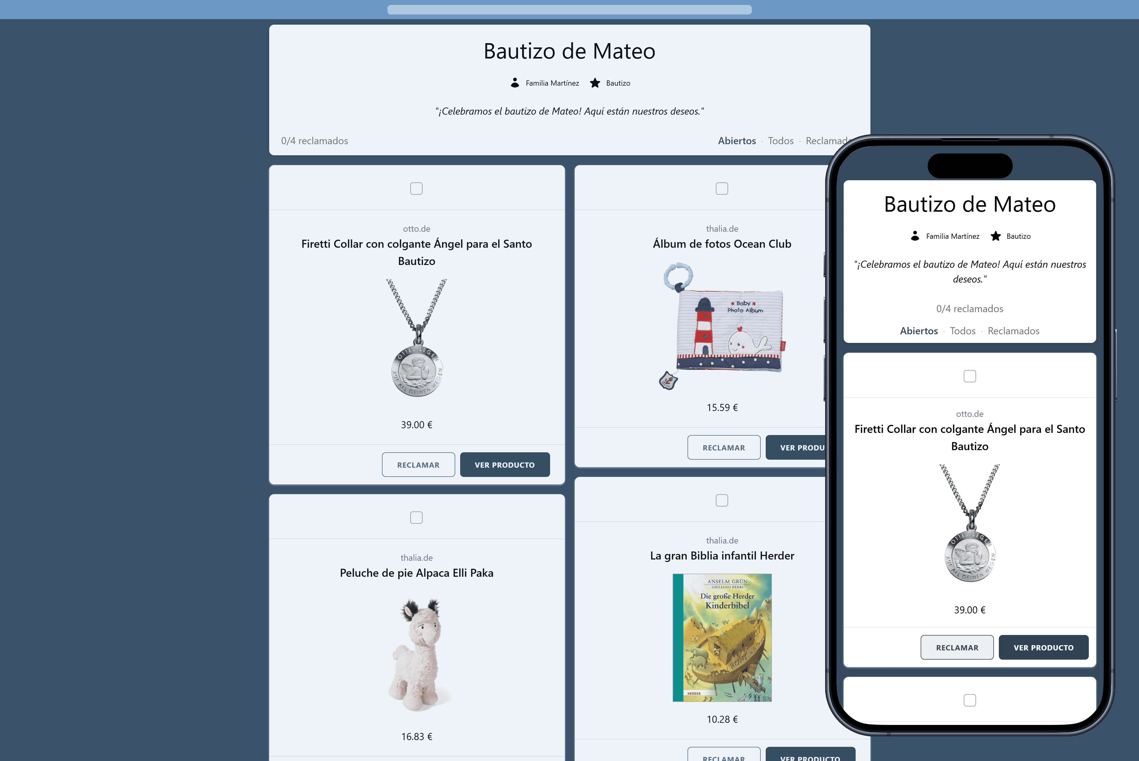 Así se ve tu lista de bautizo terminada