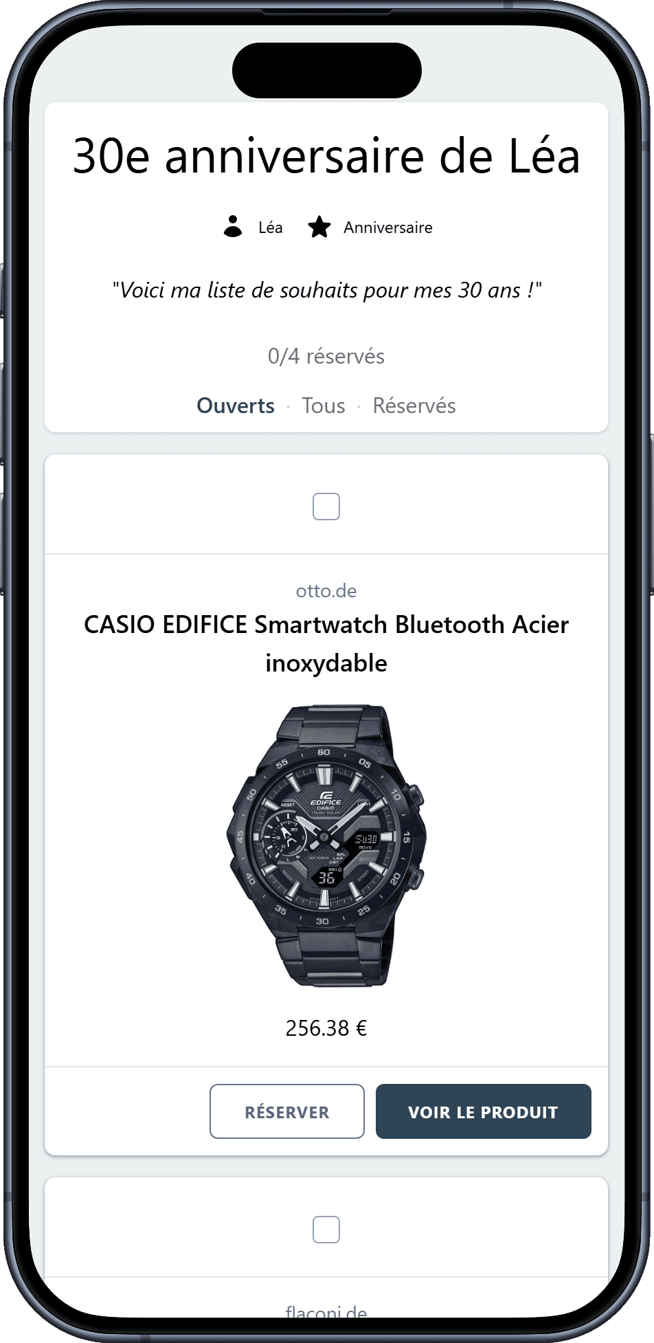 Voici à quoi ressemble la liste de souhaits terminée pour votre anniversaire
