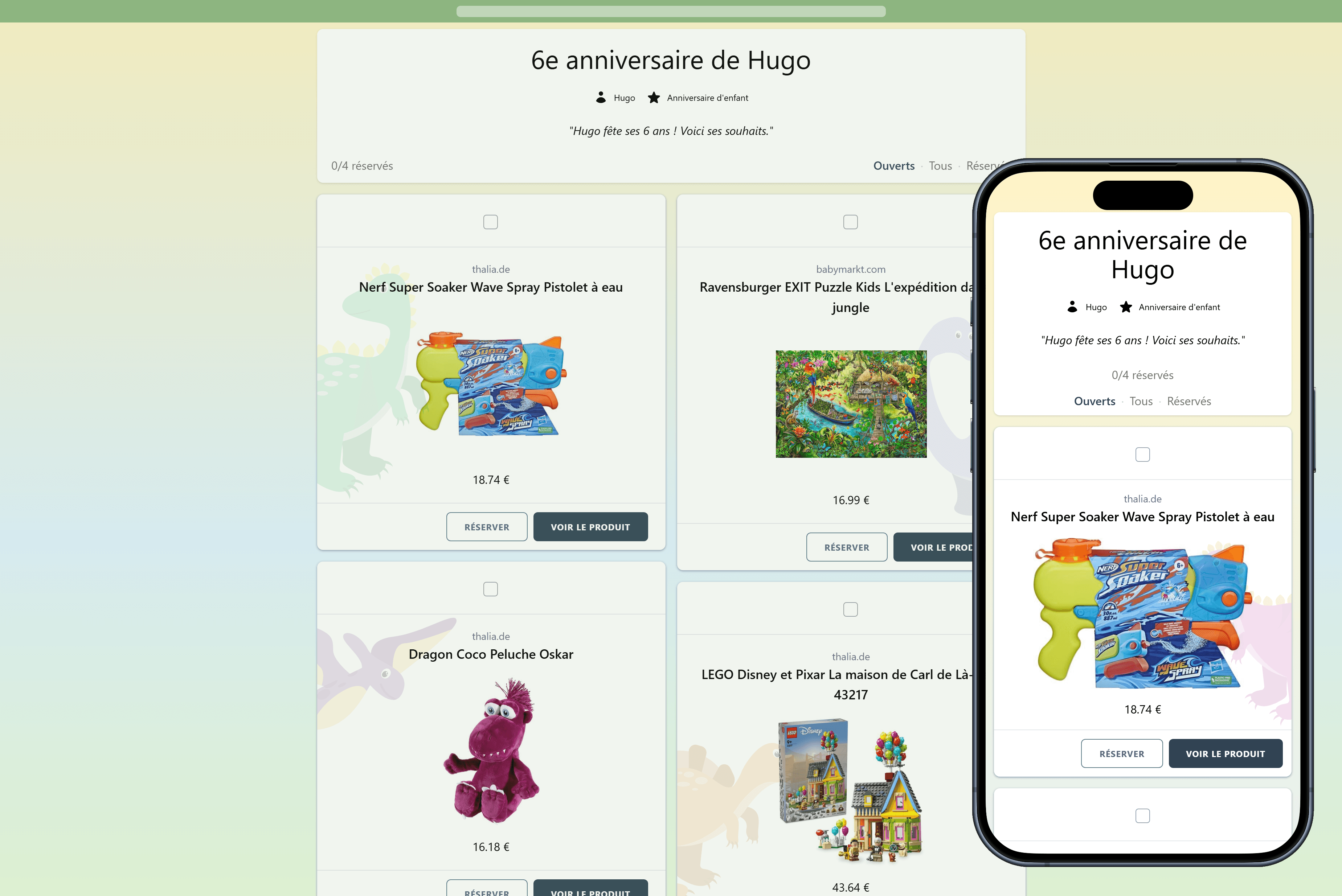 Voici à quoi ressemble votre liste d'anniversaire terminée