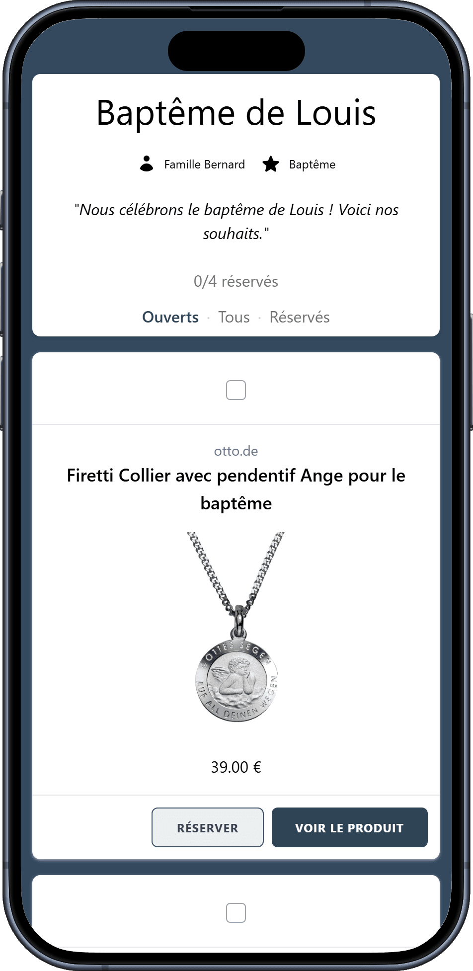 Voici à quoi ressemble votre liste de baptême terminée