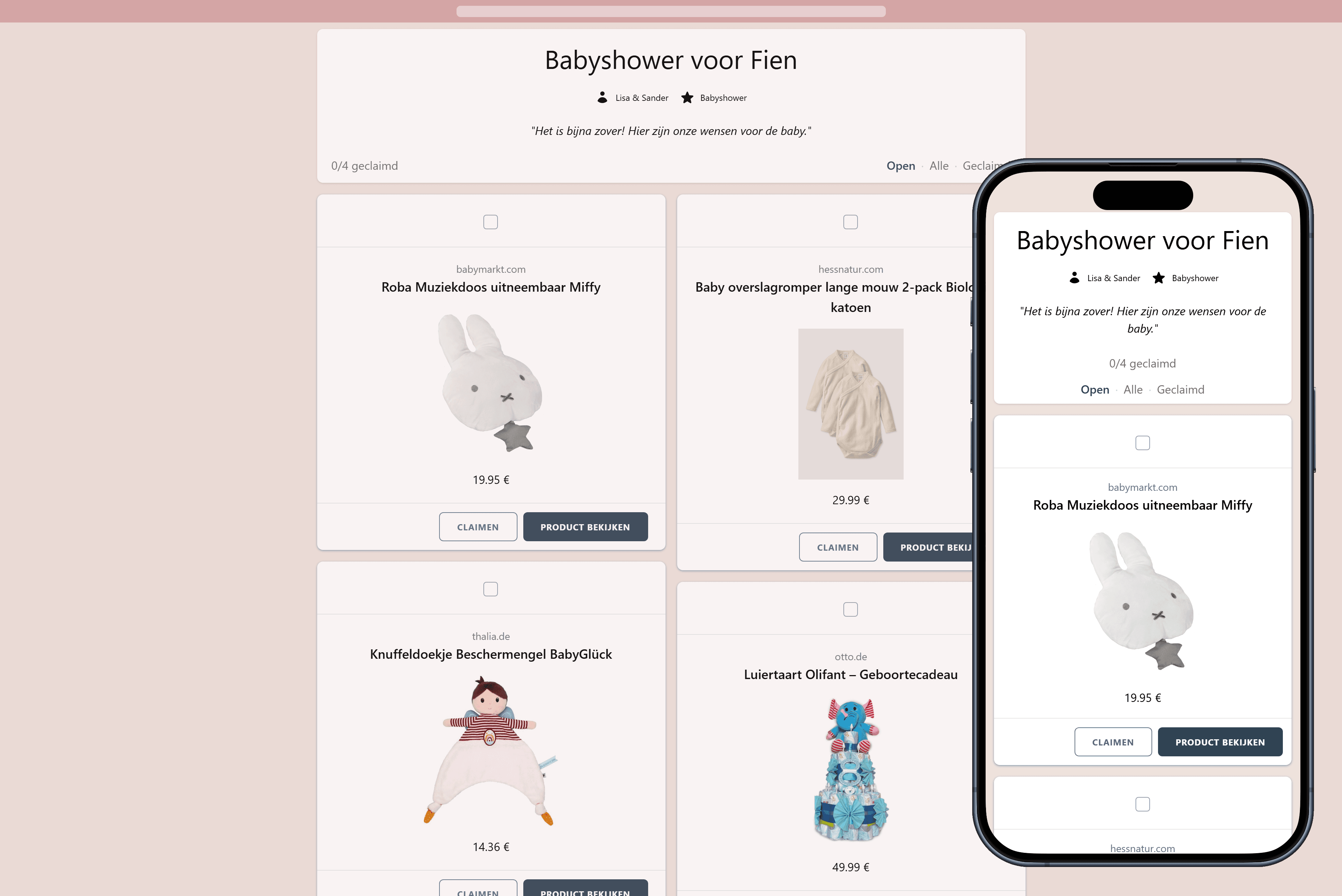 Zo ziet je voltooide babyshower verlanglijst eruit
