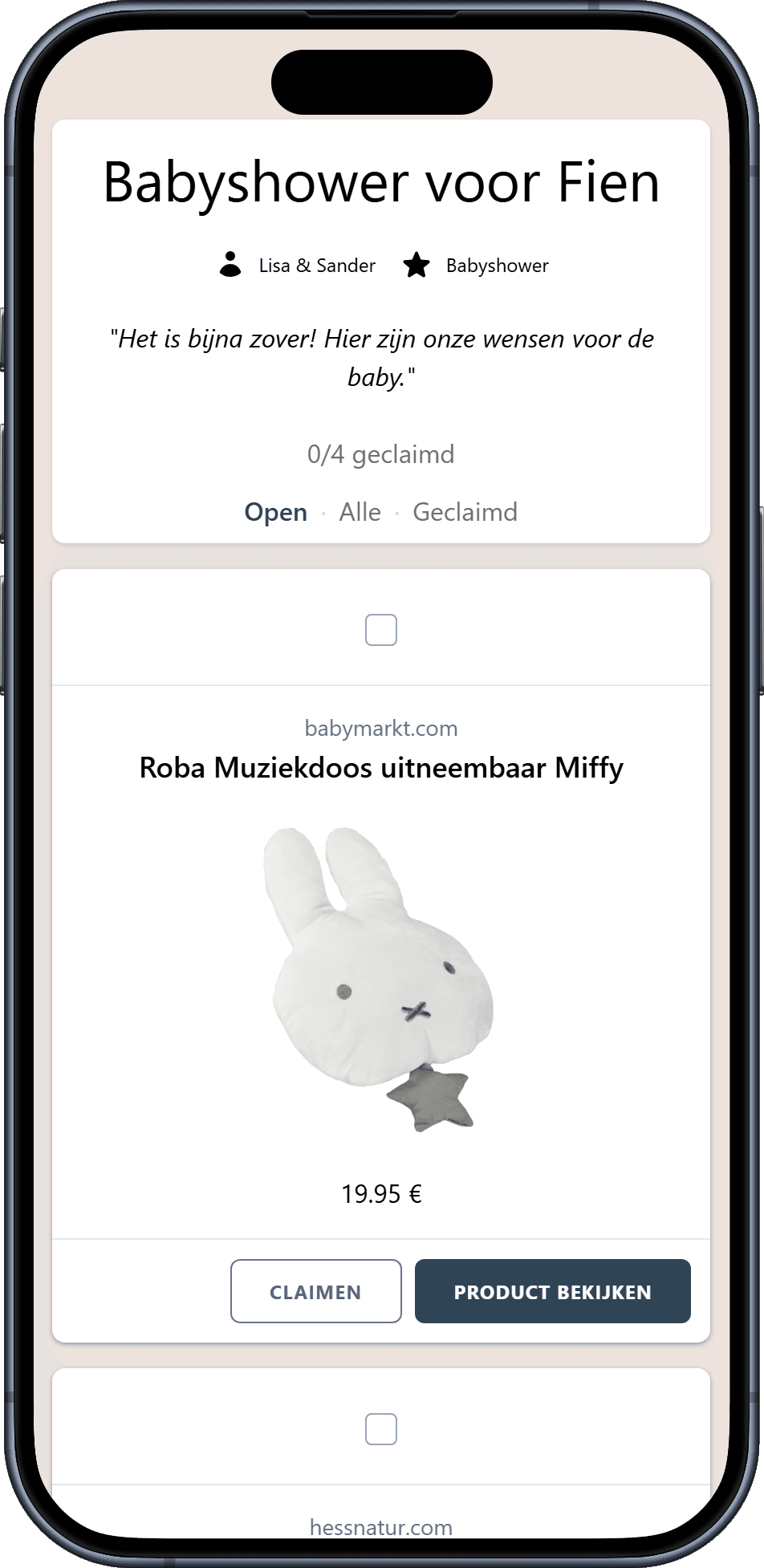 Zo ziet je voltooide babyshower verlanglijst eruit