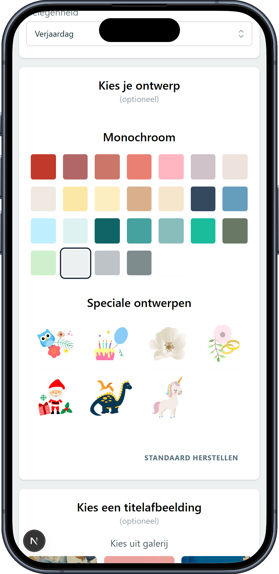 De ontwerpen die je voor je verlanglijst kunt kiezen