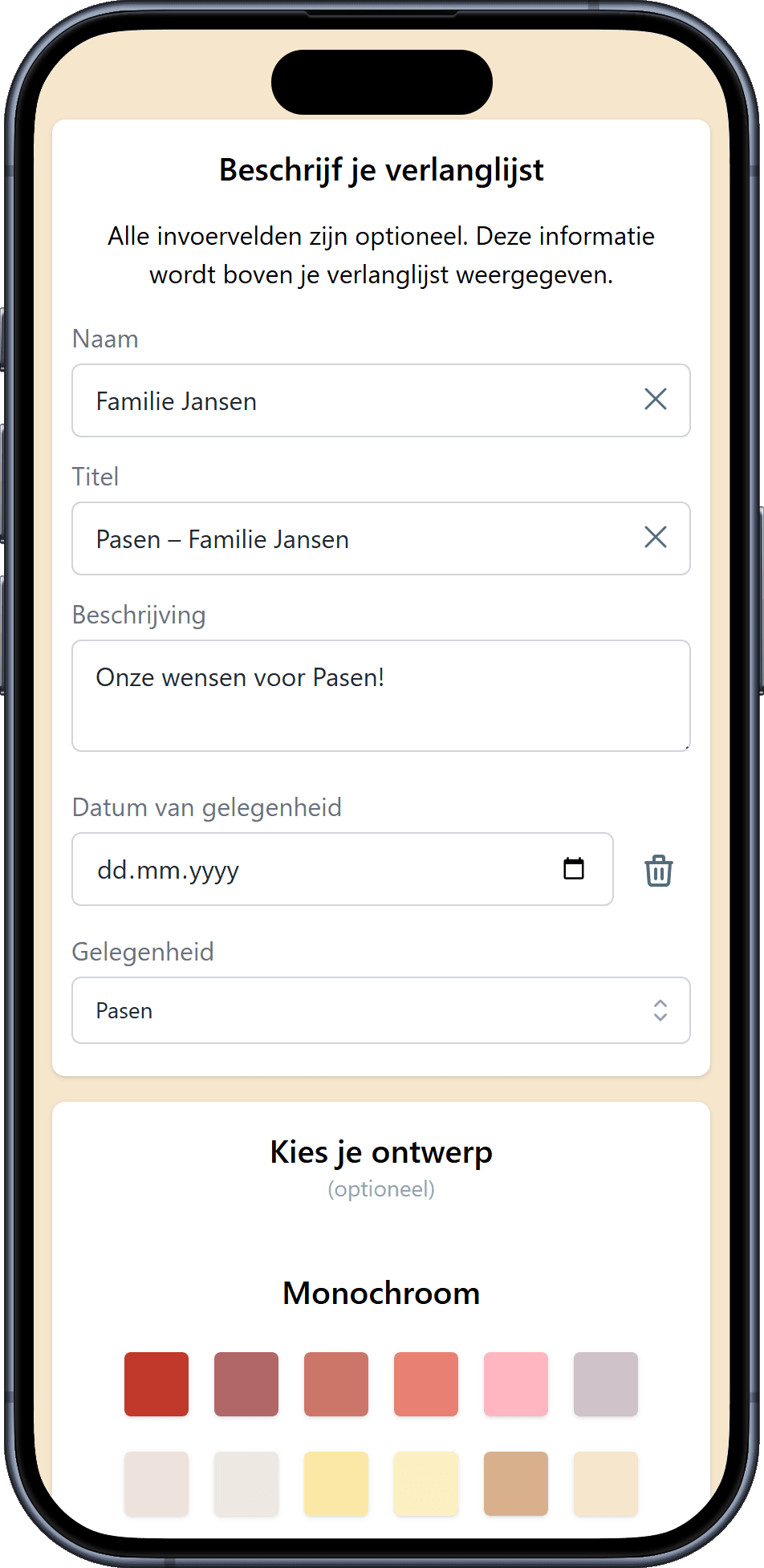 Hoe voeg je details toe aan je verlanglijst