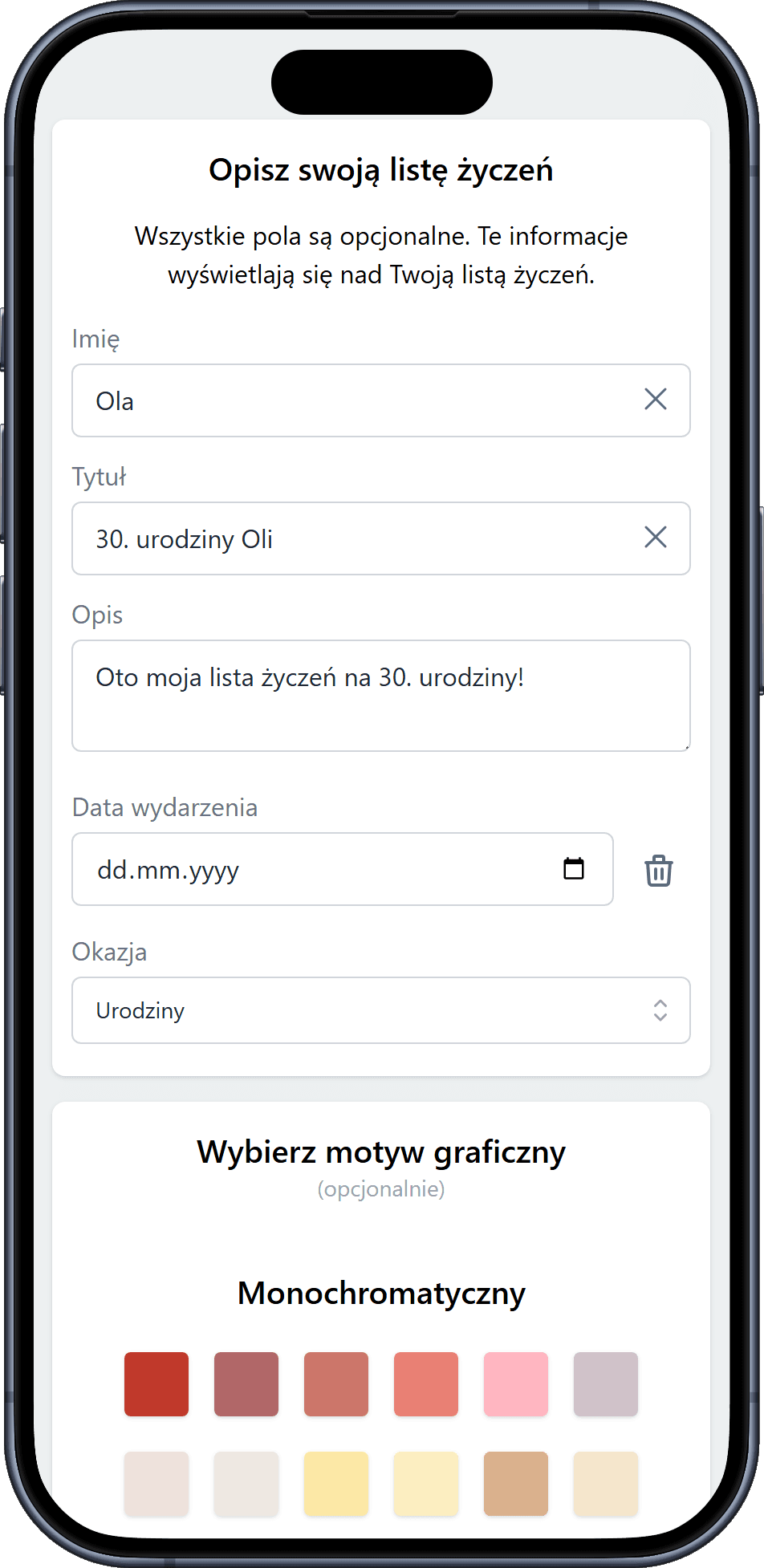 Jak dodać szczegóły do swojej listy życzeń