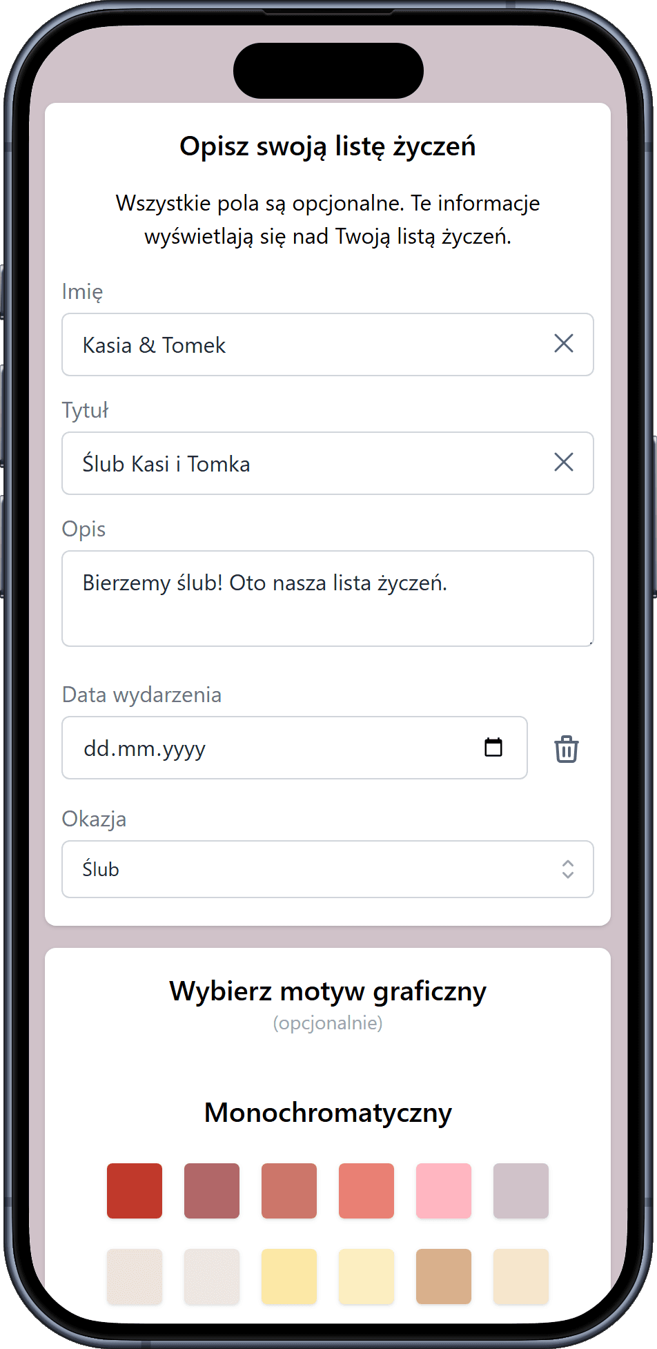Jak dodać szczegóły do listy życzeń