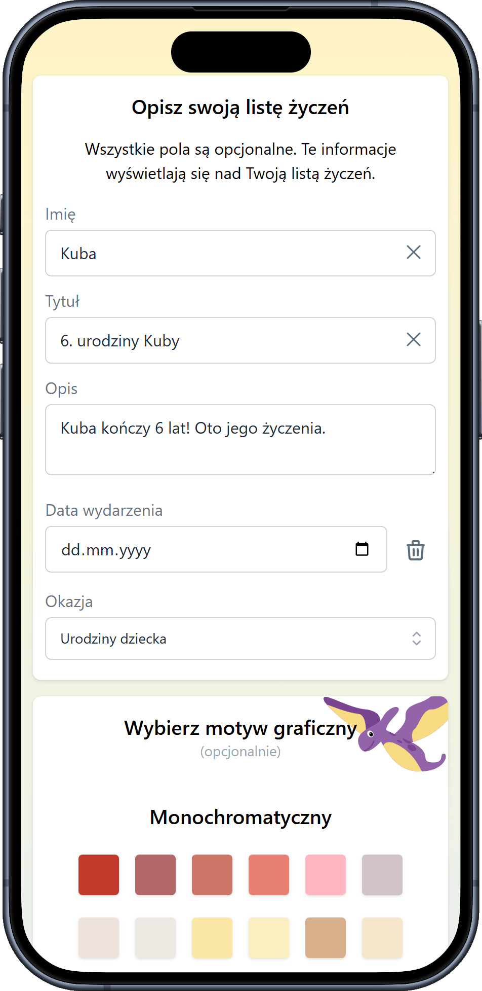 Jak dodać szczegóły do listy życzeń