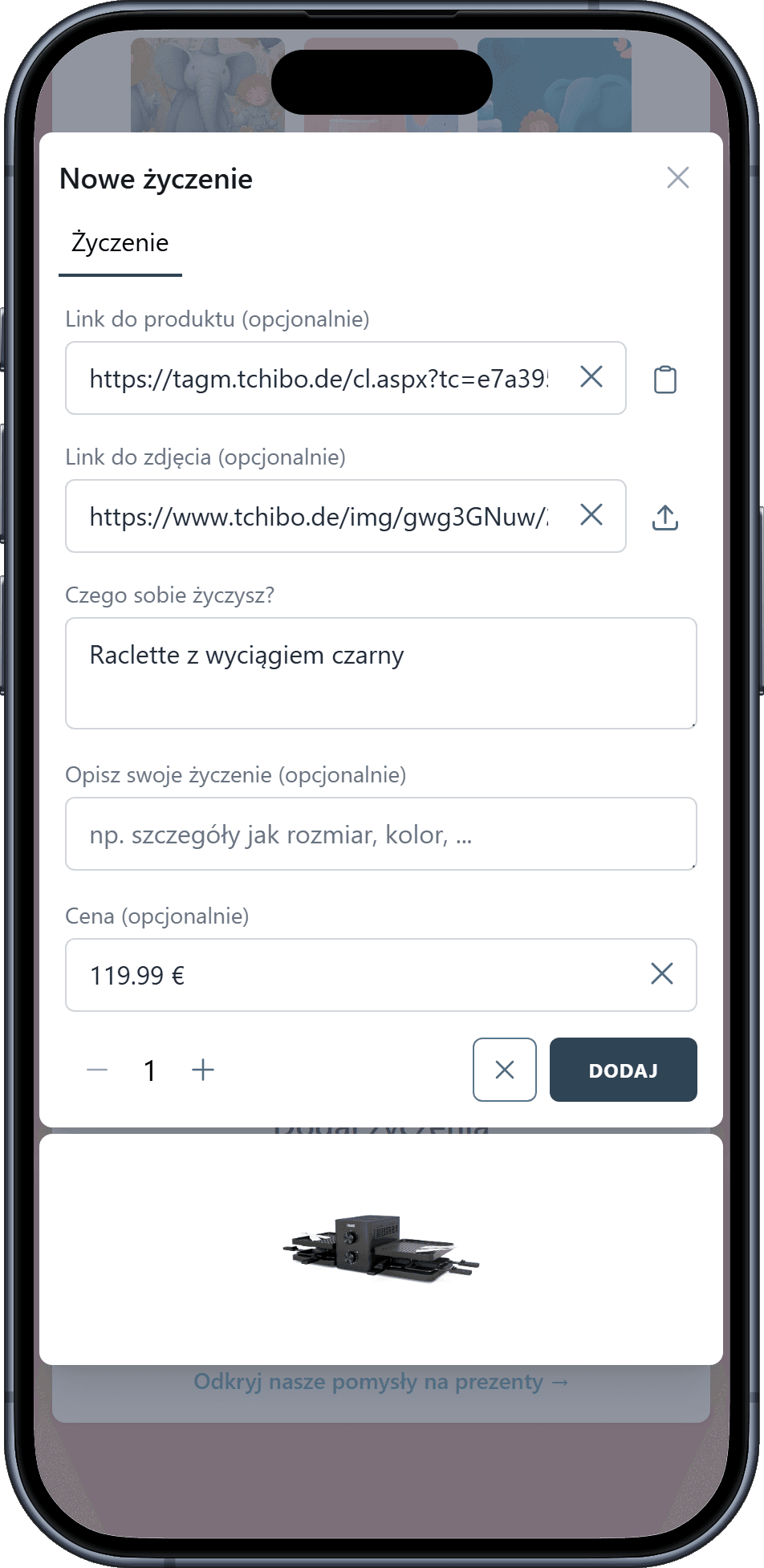 Jak dodać życzenia do listy życzeń