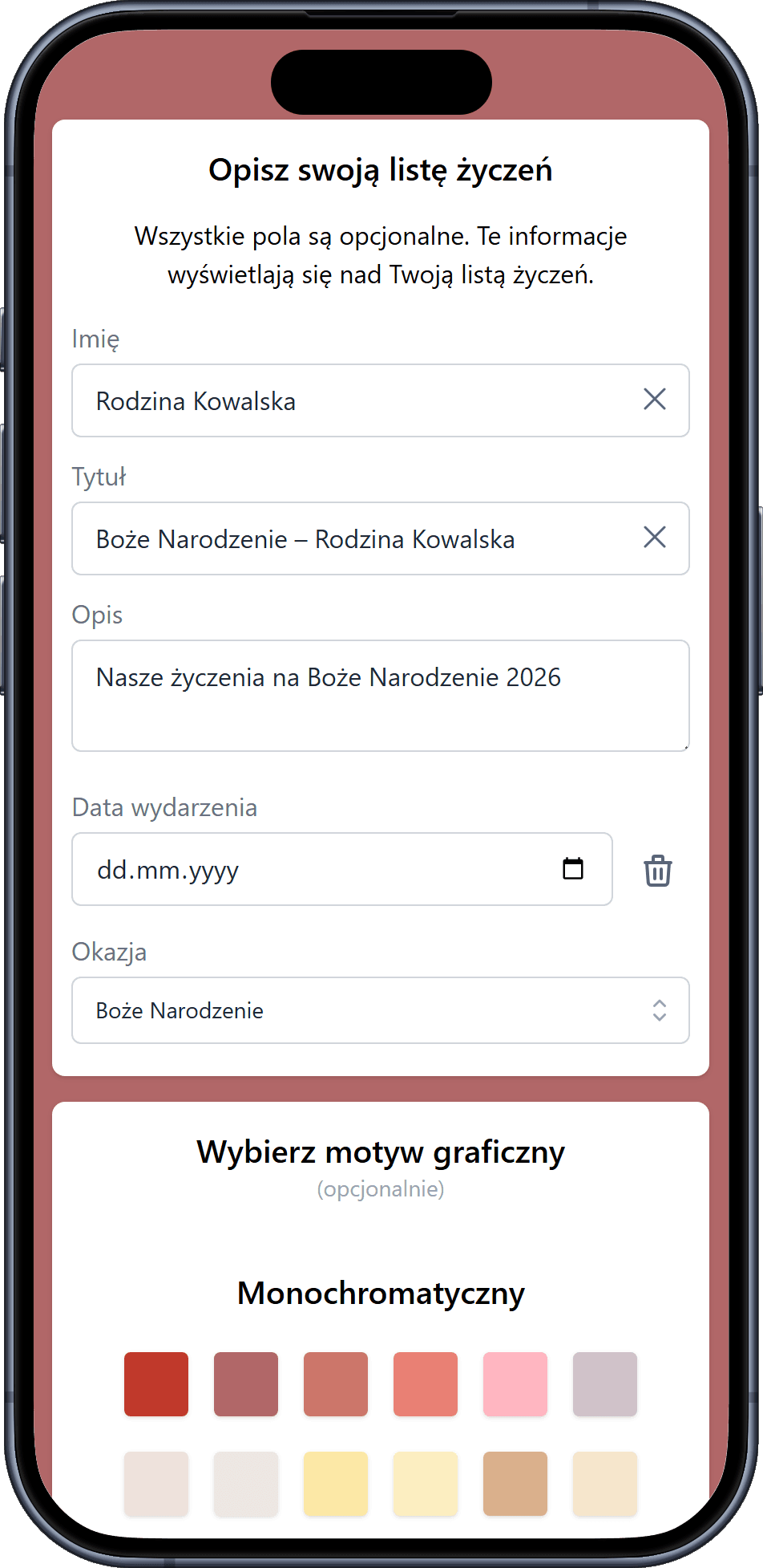 Jak dodać szczegóły do listy życzeń