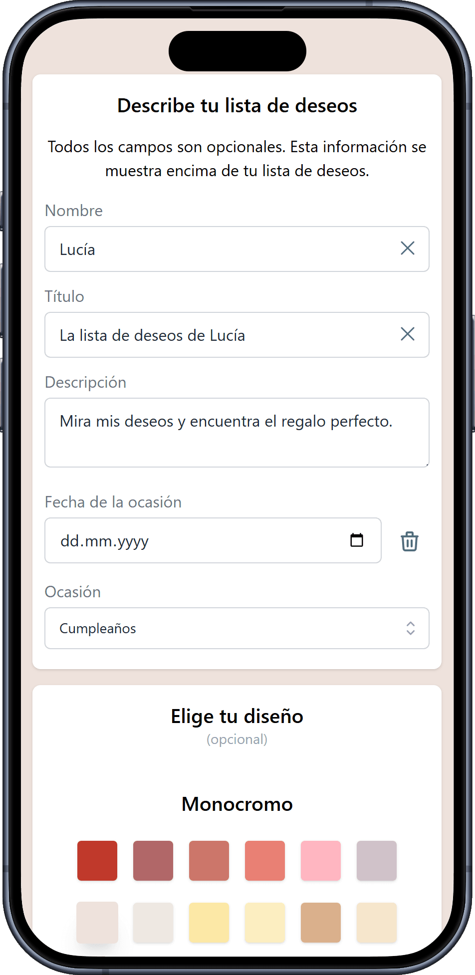 Cómo añadir detalles a tu lista de deseos