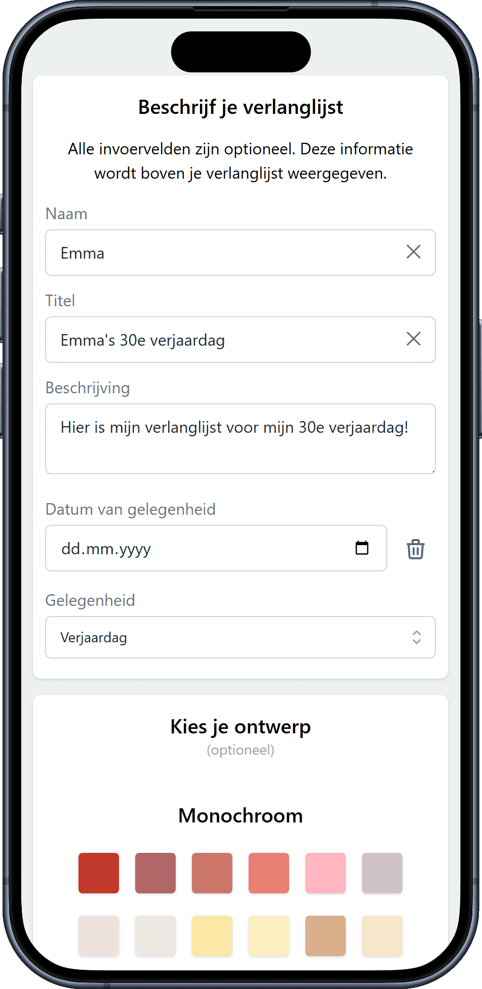 Hoe voeg je details toe aan je verlanglijst