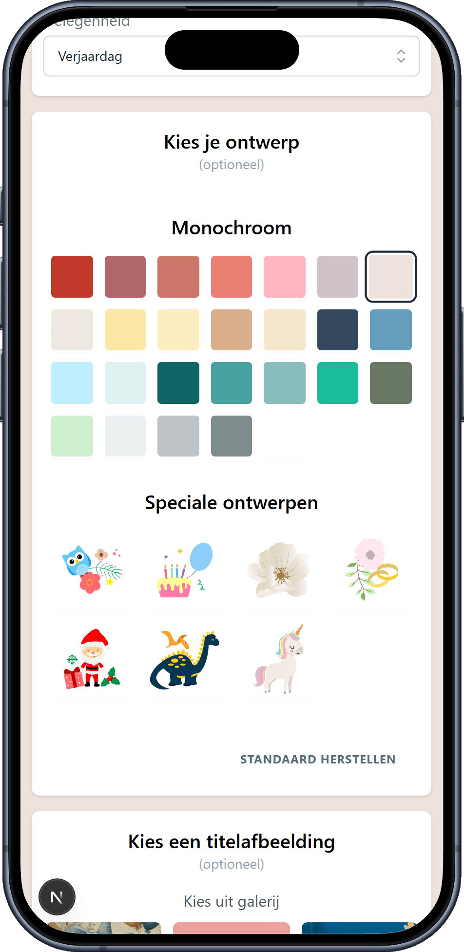 De ontwerpen die je voor je verlanglijst kunt kiezen