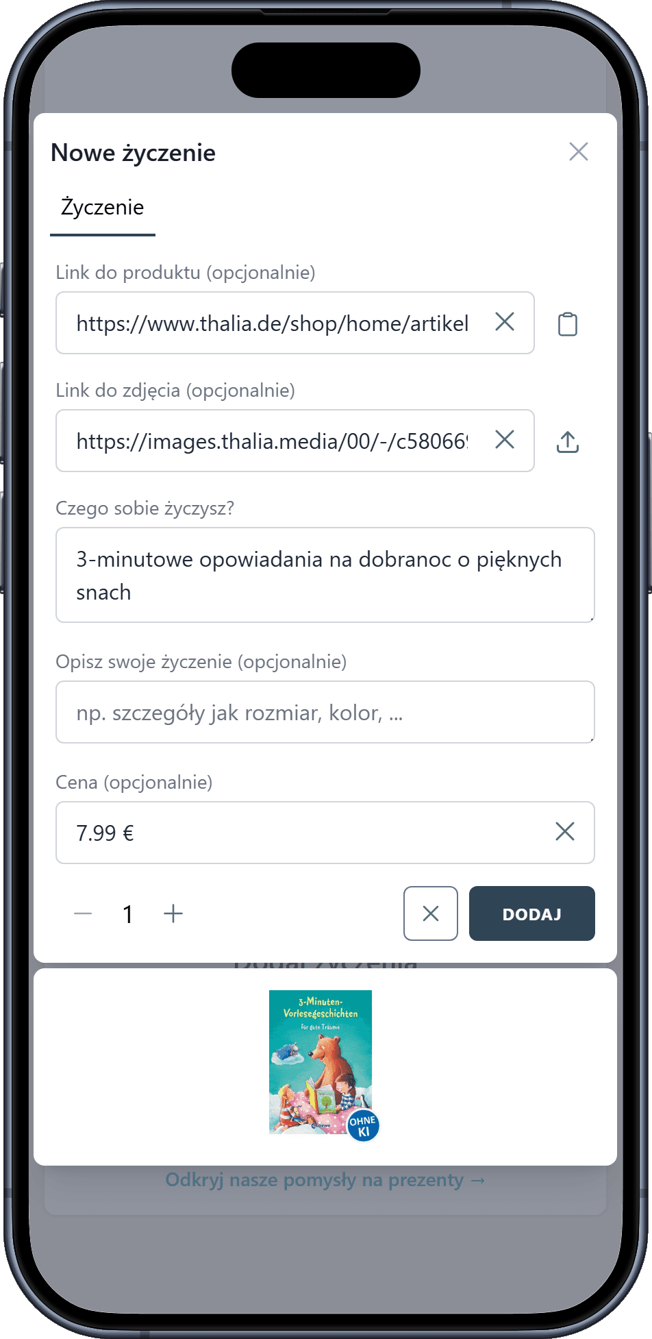 Jak dodać życzenia do swojej listy życzeń