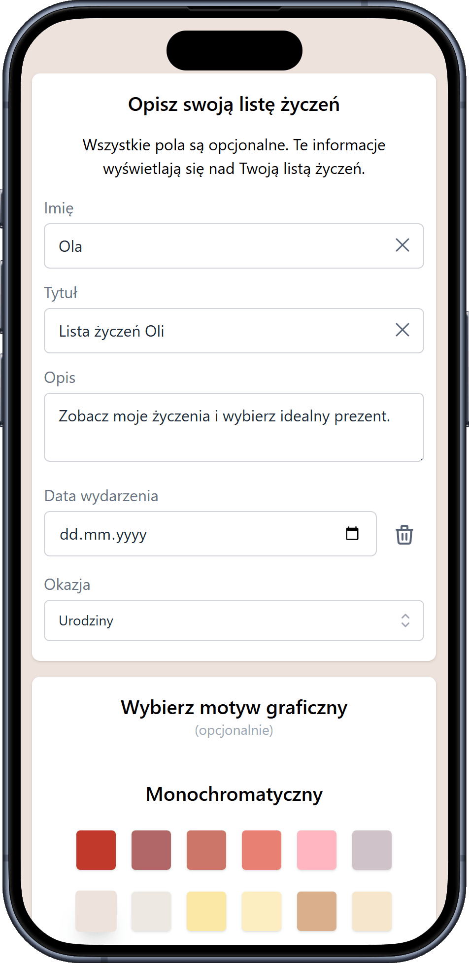 Jak dodać szczegóły do swojej listy życzeń